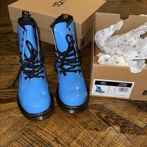 Dr. Martens Shiny Sky Blue Boots